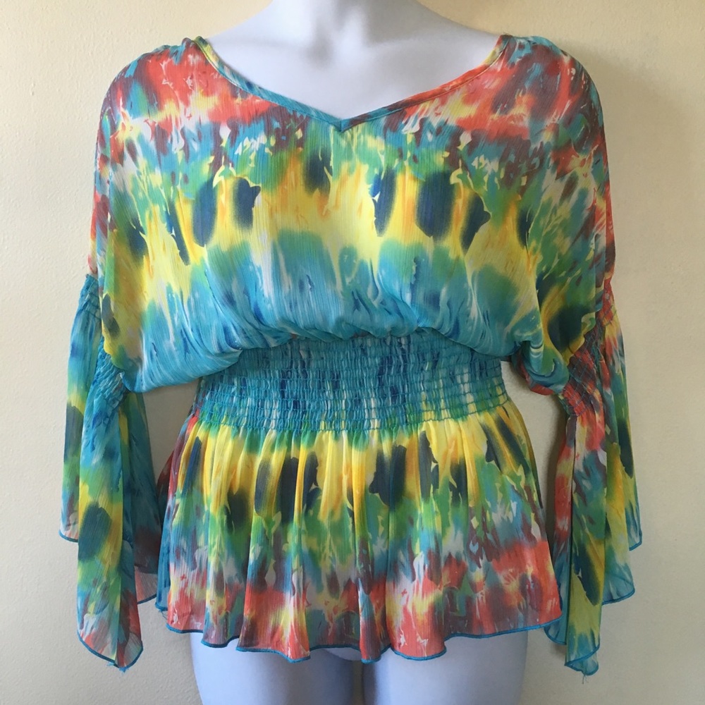 Carrie Allen Tie Dye peplum Top-XL.